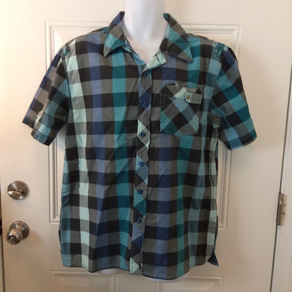 (3/$20) ENYCE button front checkered shirt